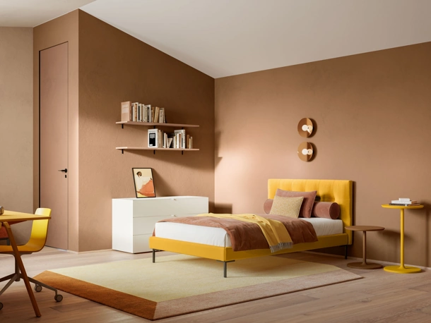 Letto Singolo in tessuto Max Capitonné di Twils