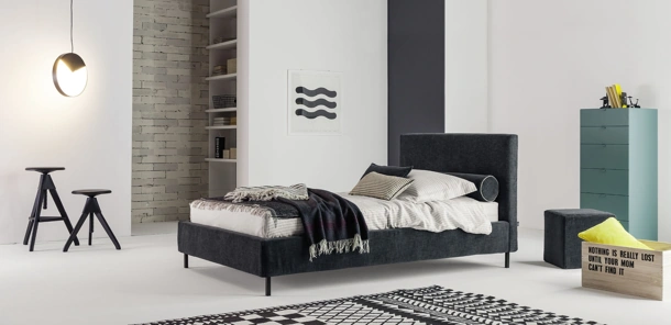 Letto Singolo in tessuto con testiera Max di Twils