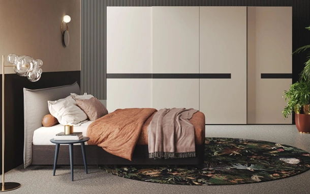 Letto in Rovere con testiera in tessuto imbottito Tender di Morassutti