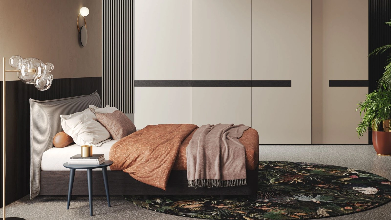 Letto in Rovere con testiera in tessuto imbottito Tender di Morassutti