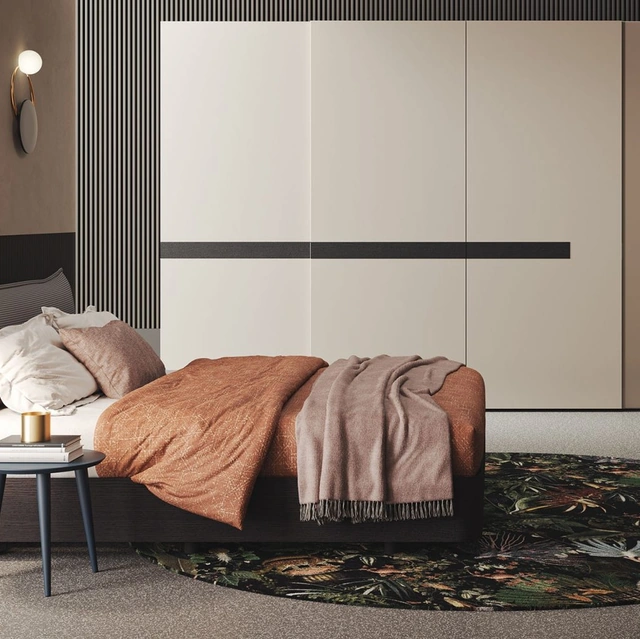 Letto in Rovere con testiera in tessuto imbottito Tender di Morassutti