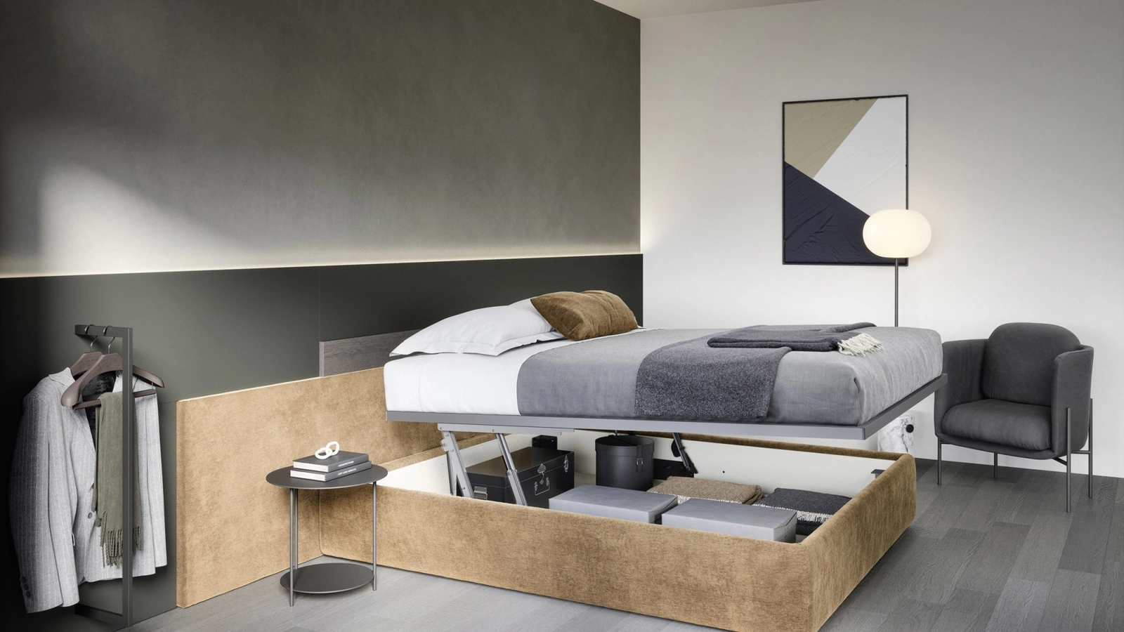 Letto Testiera Time con contenitore di Novamobili