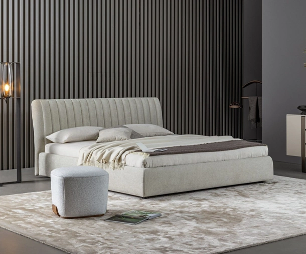 Letto in tessuto imbottito con box contenitore Tonight di Bonaldo