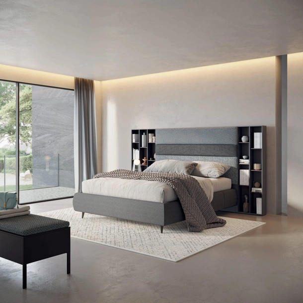 Letto in tessuto con testiera Nest 01 di Tumidei