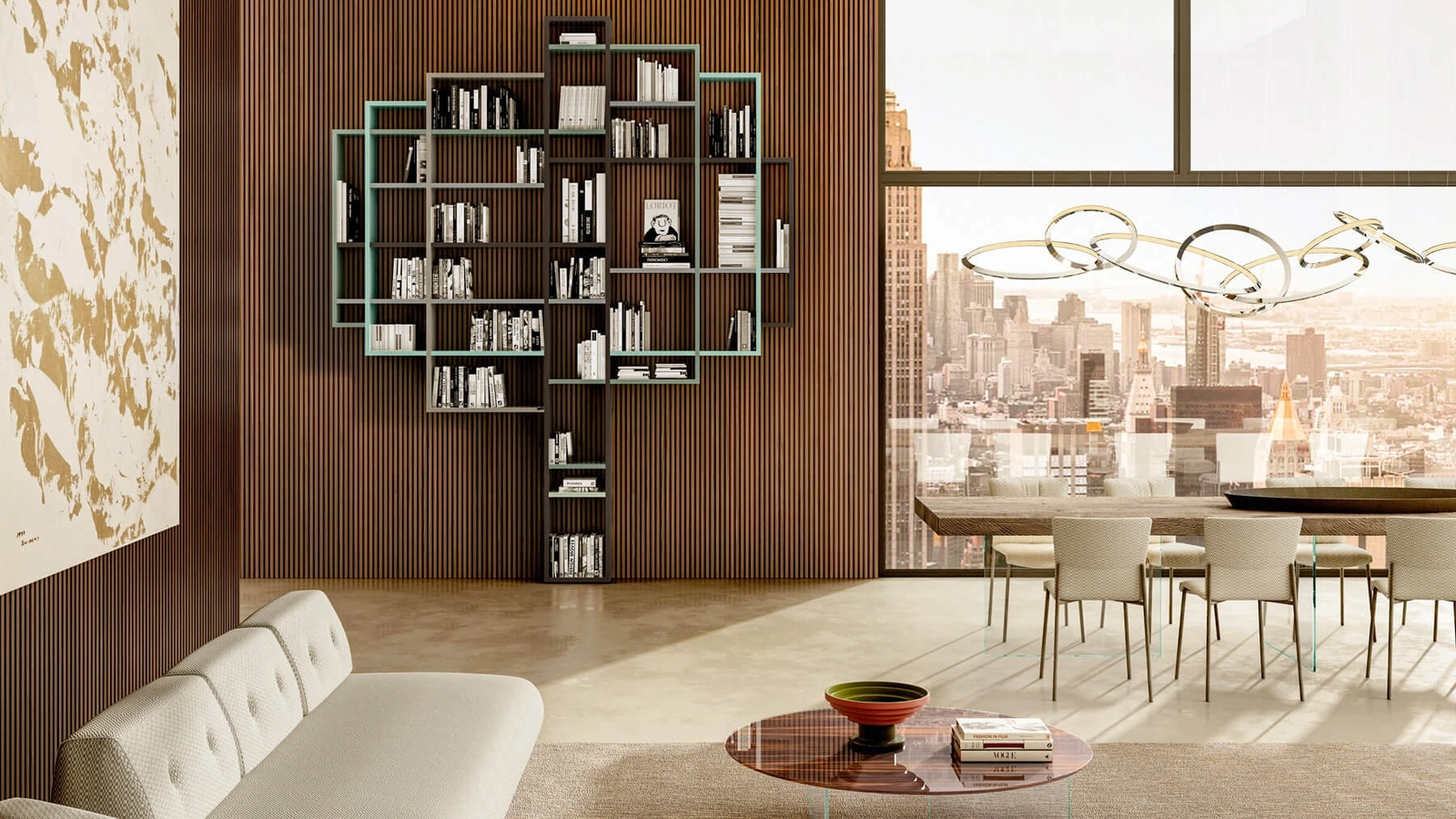 Libreria componibile 30mm 1226 in laccato opaco di Lago