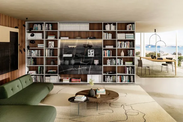Libreria 30mm 1211 da Parete in laccato opaco e vetro di Lago