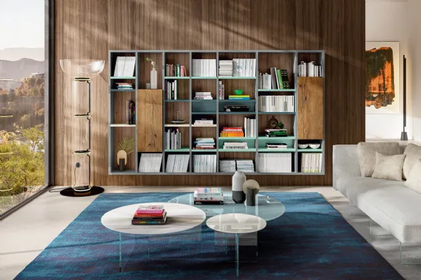 Libreria 30mm 1210 in laccato opaco e legno di Lago