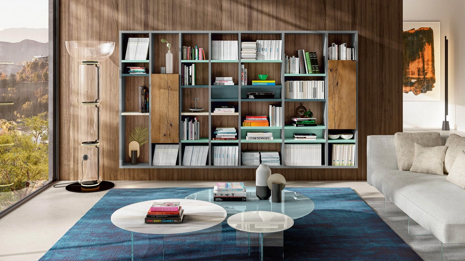 Libreria 30mm 1210 in laccato opaco e legno di Lago