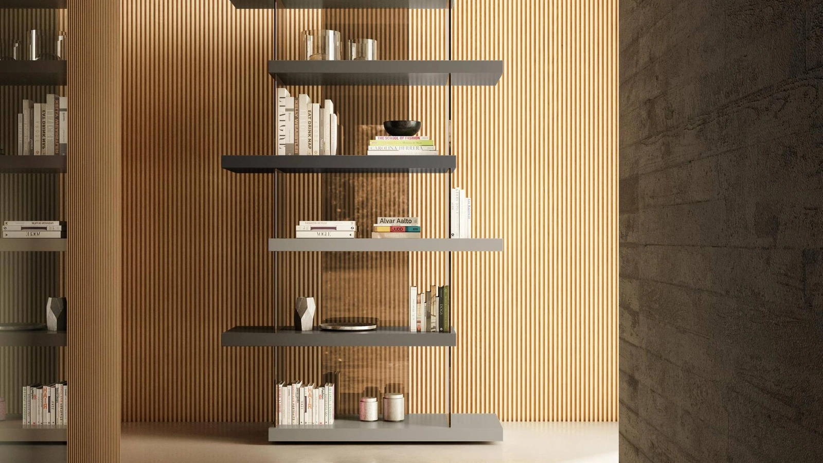 Libreria Air 1462 in laccato e vetro di Lago