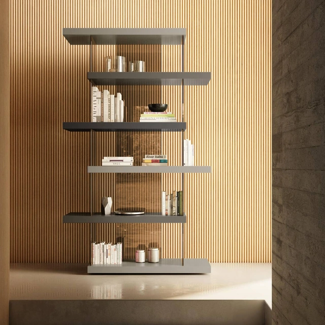 Libreria Air 1462 in laccato e vetro di Lago
