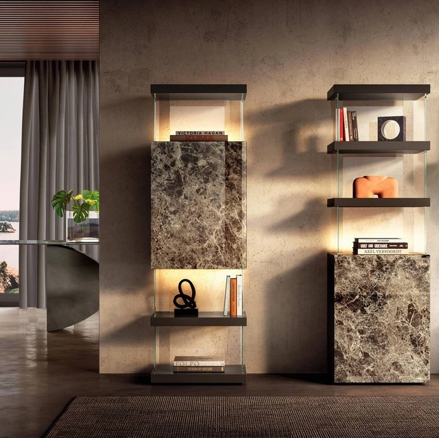 Libreria di design Air 2682-2683 in vetro effetto marmo di Lago