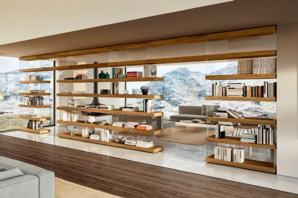 Libreria divisoria in legno e vetro Air 1241 di Lago