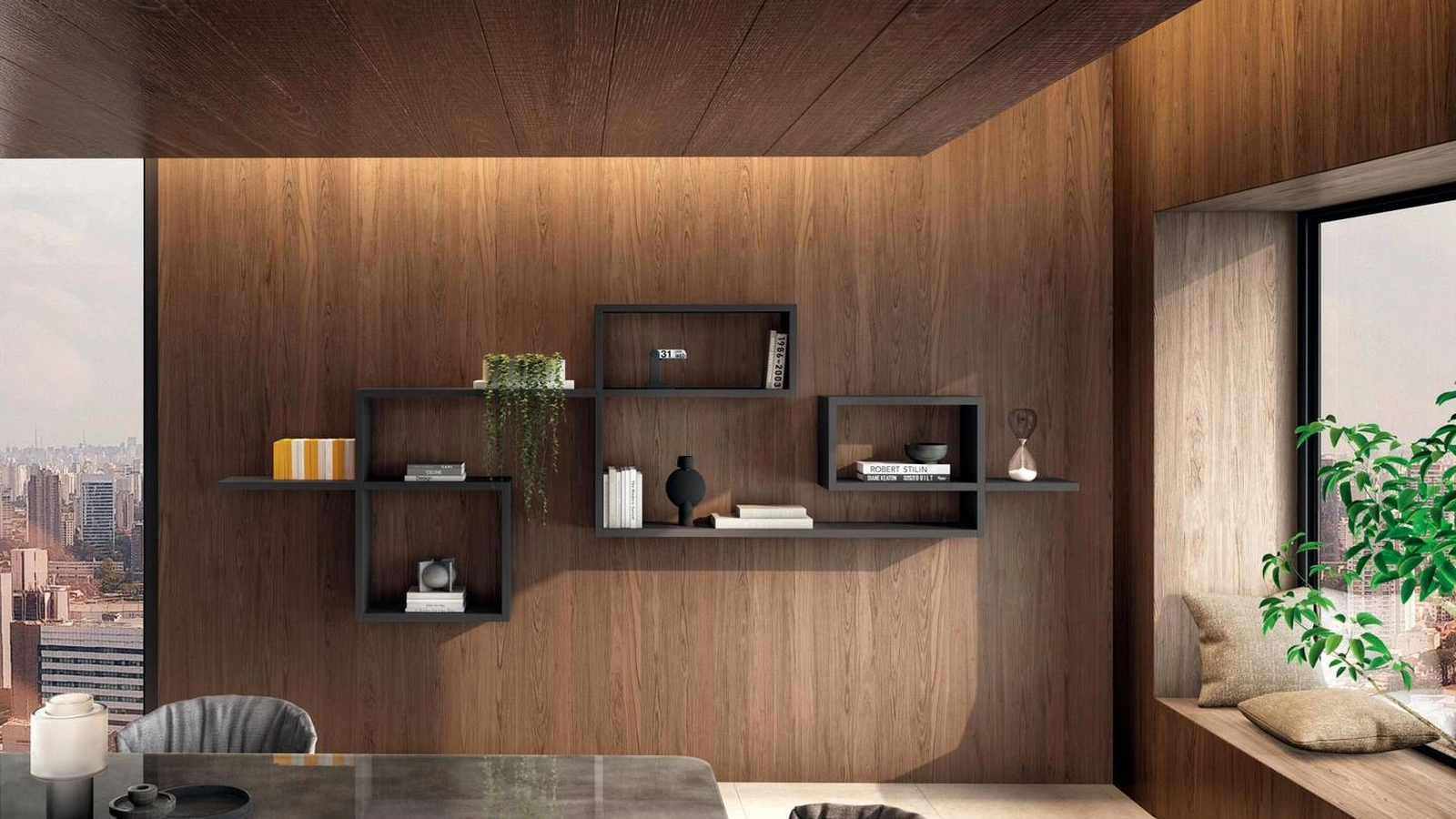 Libreria di design sospesa LagoLinea di Lago