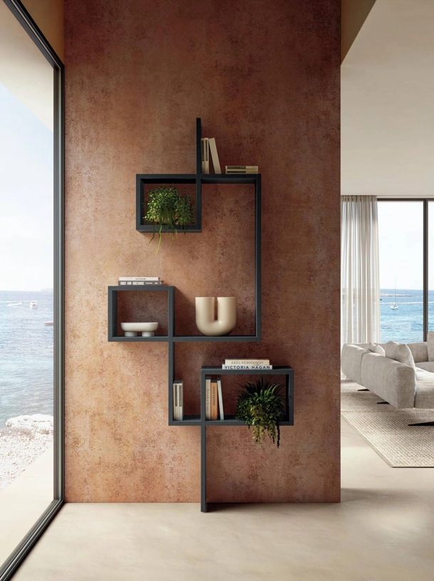 Libreria di design a muro LagoLinea in laccato opaco di Lago