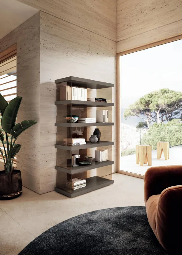 Libreria Air 2684 in laccato e vetro di Lago