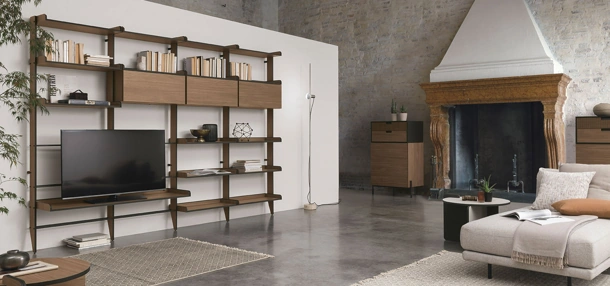 Libreria TIME UNIT TI 119 in CDF noce ambra di Tomasella