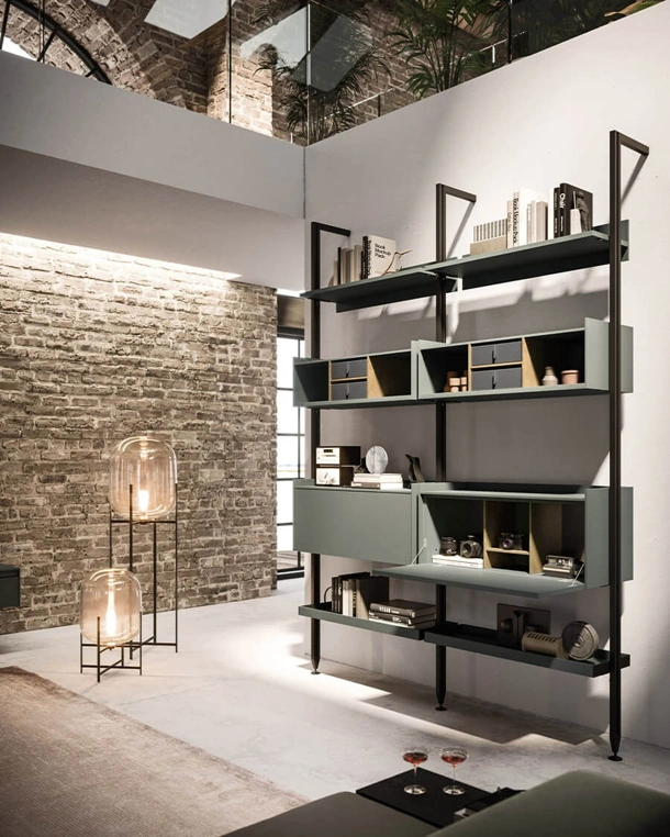 Libreria Vertical a muro in alluminio e laccato di Arrital