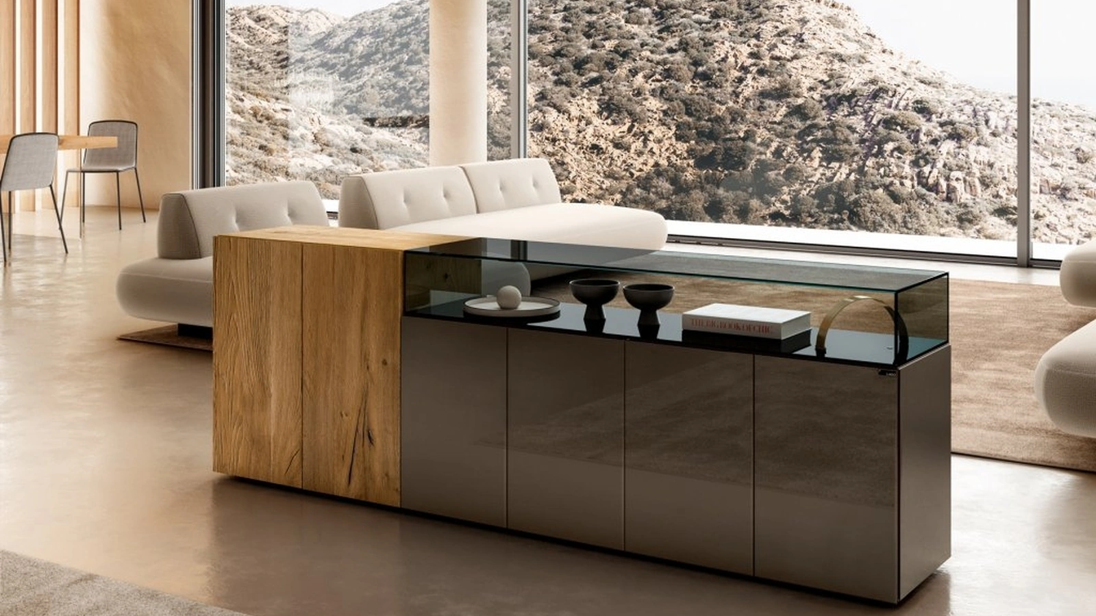 Madia 36e8 Glass 1332 in vetro e legno centenario di Lago