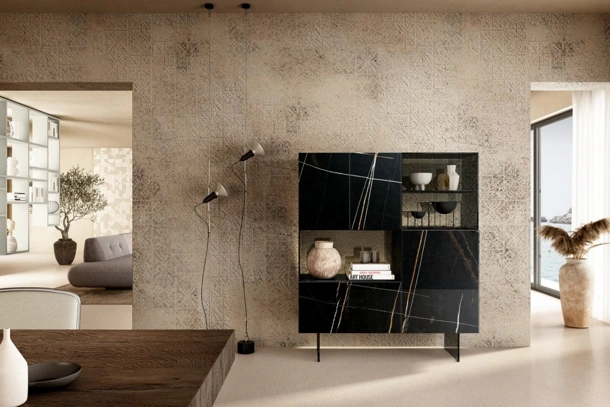 Madia 36e8 Glass 1349 in vetro effetto marmo Nero di Lago