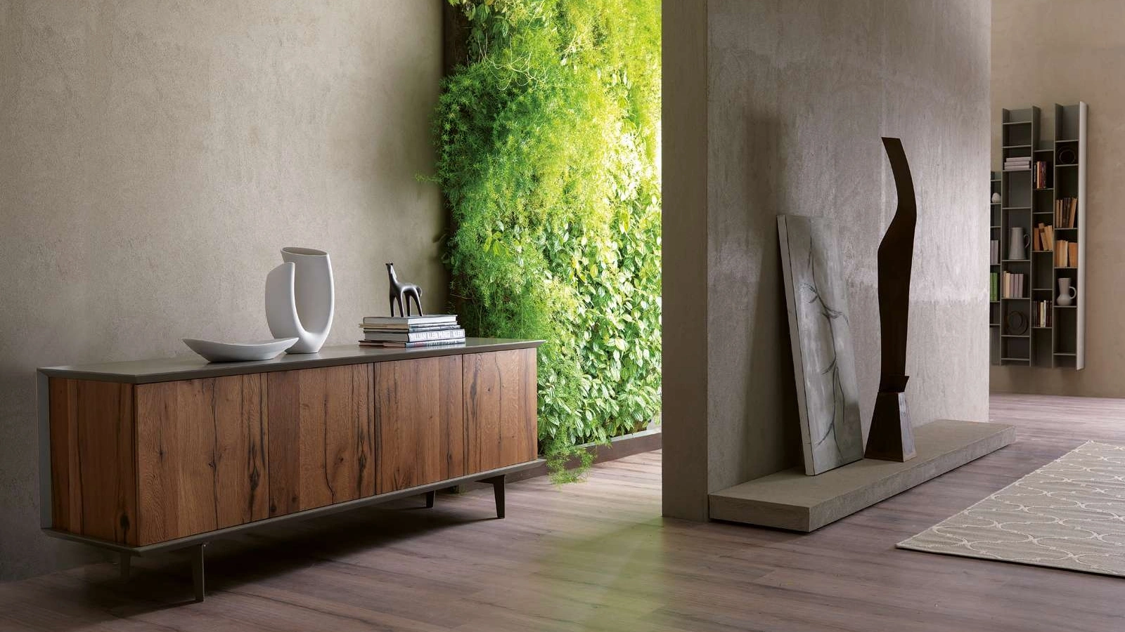 Madia in legno di Rovere vecchio con piedini in metallo Brera di Ozzio