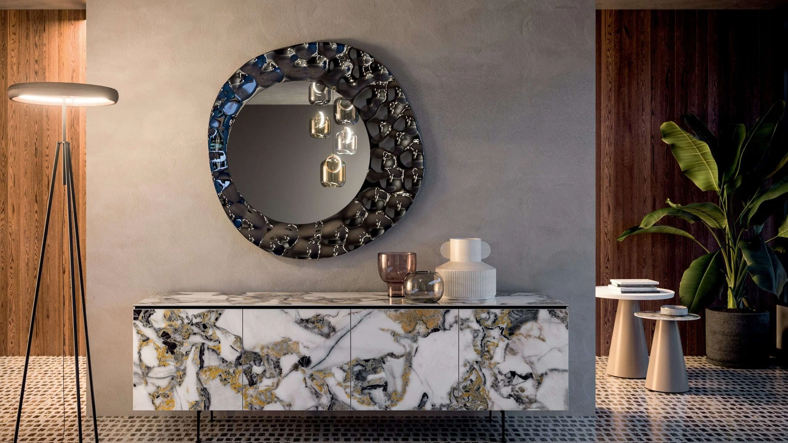 Madia moderna Armor in ceramica Gold Beauty di Ozzio
