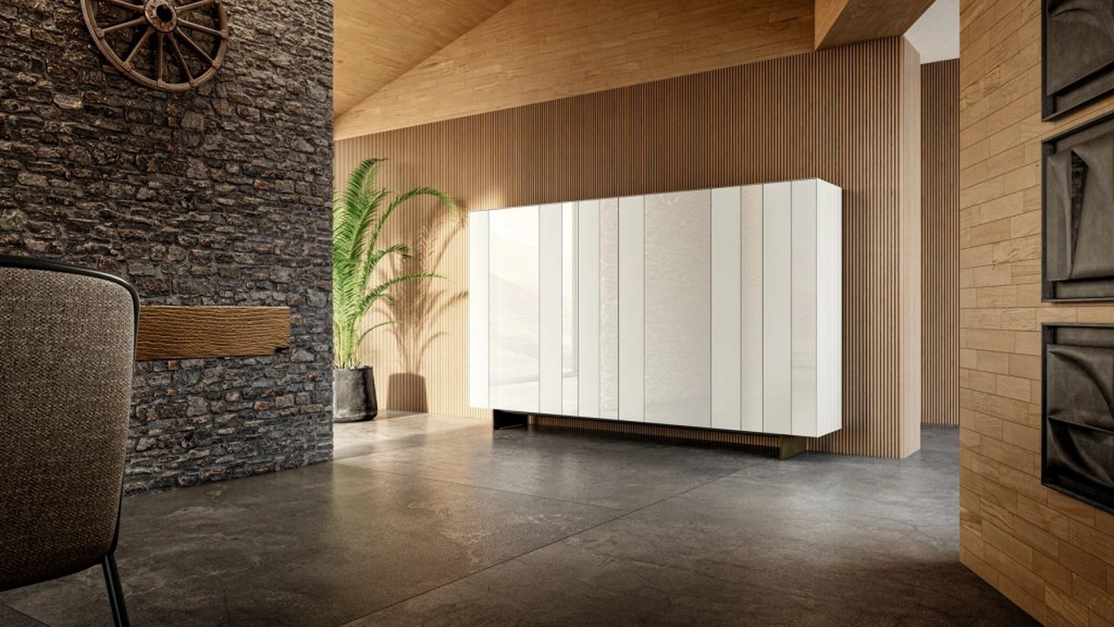 Madia Alta NOW 1386 in vetro Bianco dal design modulare di Lago