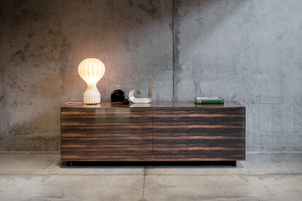Madia Plenum 0833 in vetro finitura Ebano XGlass e Nero di Lago