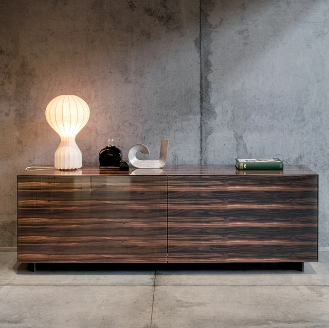 Madia Plenum 0833 in vetro finitura Ebano XGlass e Nero di Lago