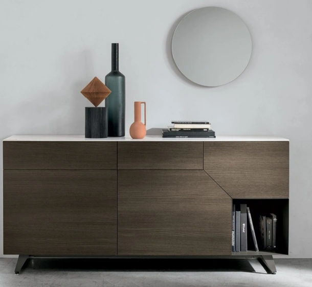 Madia Remix X02 in materico rovere moka con top in gres Tomasella