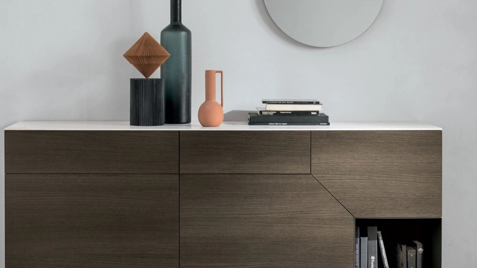 Madia Remix X02 in materico rovere moka con top in gres Tomasella