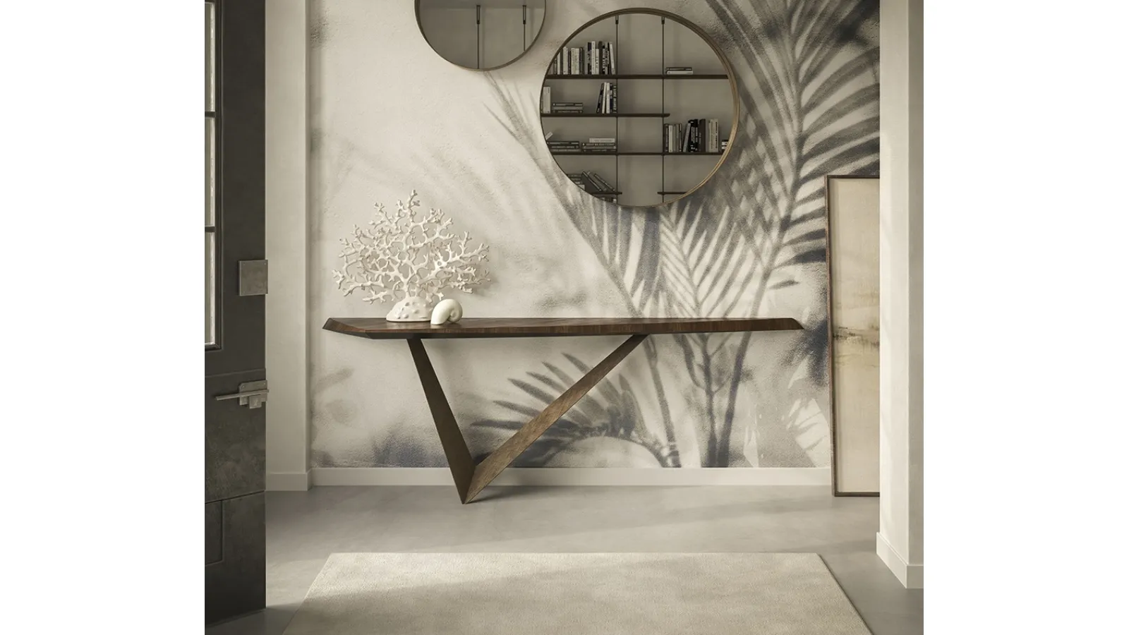 Consolle di design con top in legno e base in acciaio Varenne di Cattelan Italia