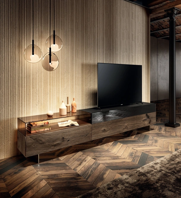 Mobile Porta Tv 36e8 Glass 2149 in legno e vetro di Lago