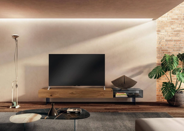 Mobile Porta Tv 36e8 Glass 1406 in legno e vetro di Lago