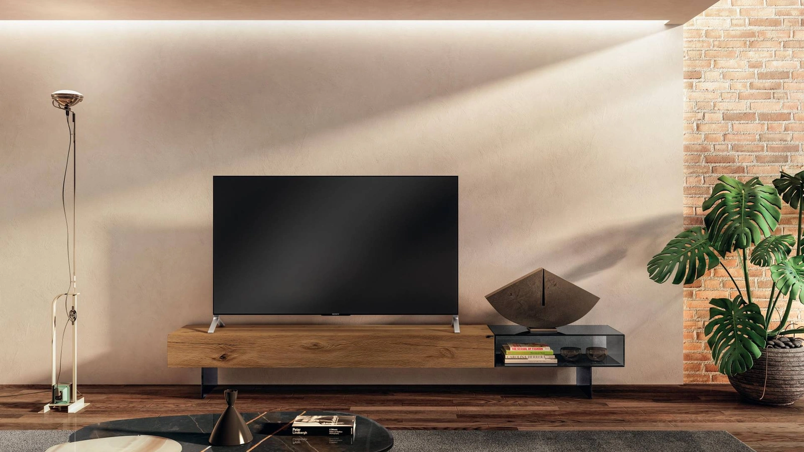 Mobile Porta Tv 36e8 Glass 1406 in legno e vetro di Lago