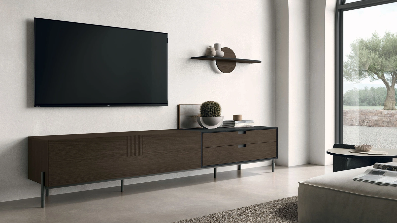 Mobile Porta Tv TIME UNIT TI 130 in CDF rovere moka di Tomasella