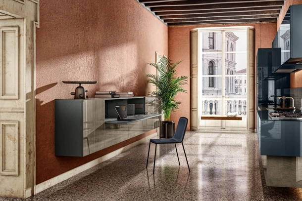Mobile sospeso Home Office 1286 con scrittoio di Lago