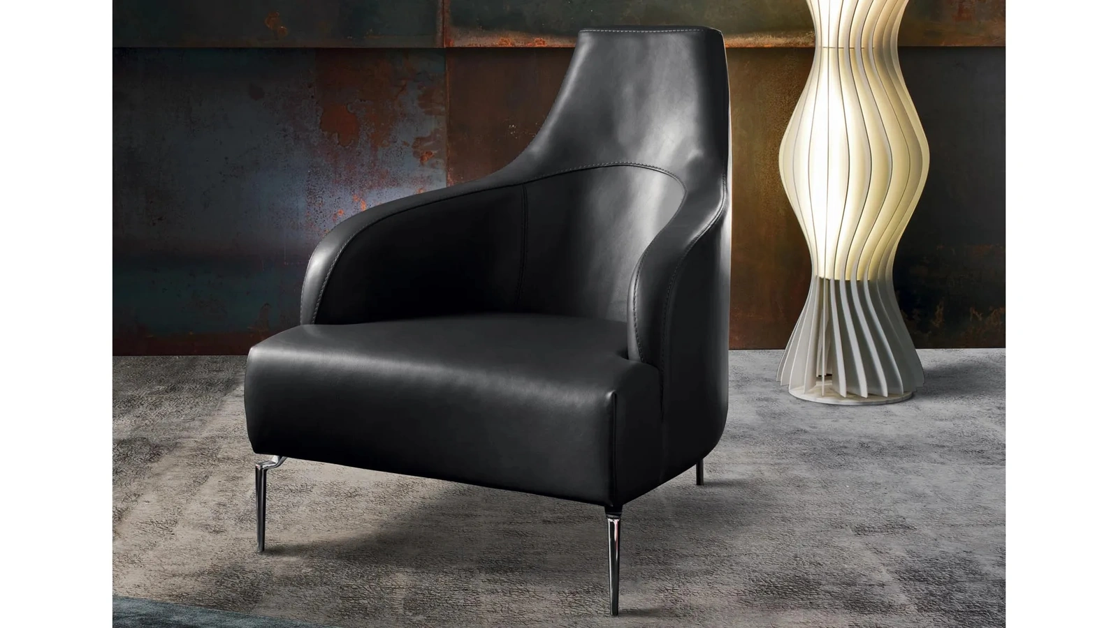 Poltrona con schienale alto di design in pelle Sofia di Gurian