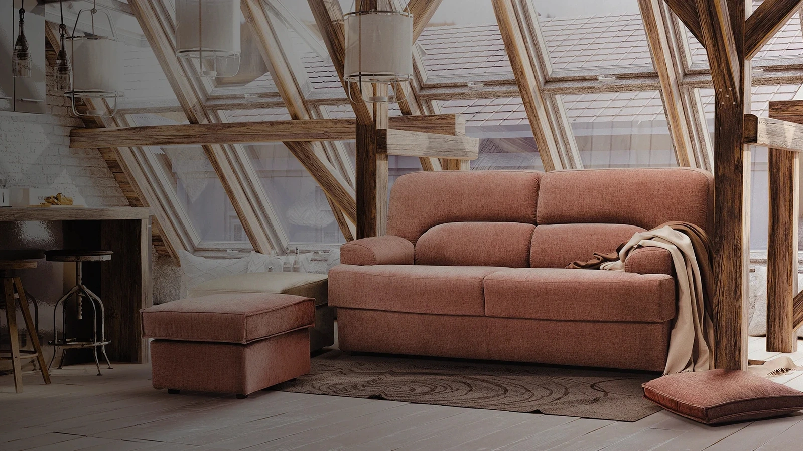 Divano Letto lineare Charlie in tessuto imbottito di Family Bedding