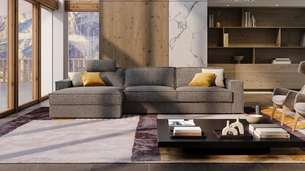Divano Letto in tessuto con penisola Morgan di Family Bedding