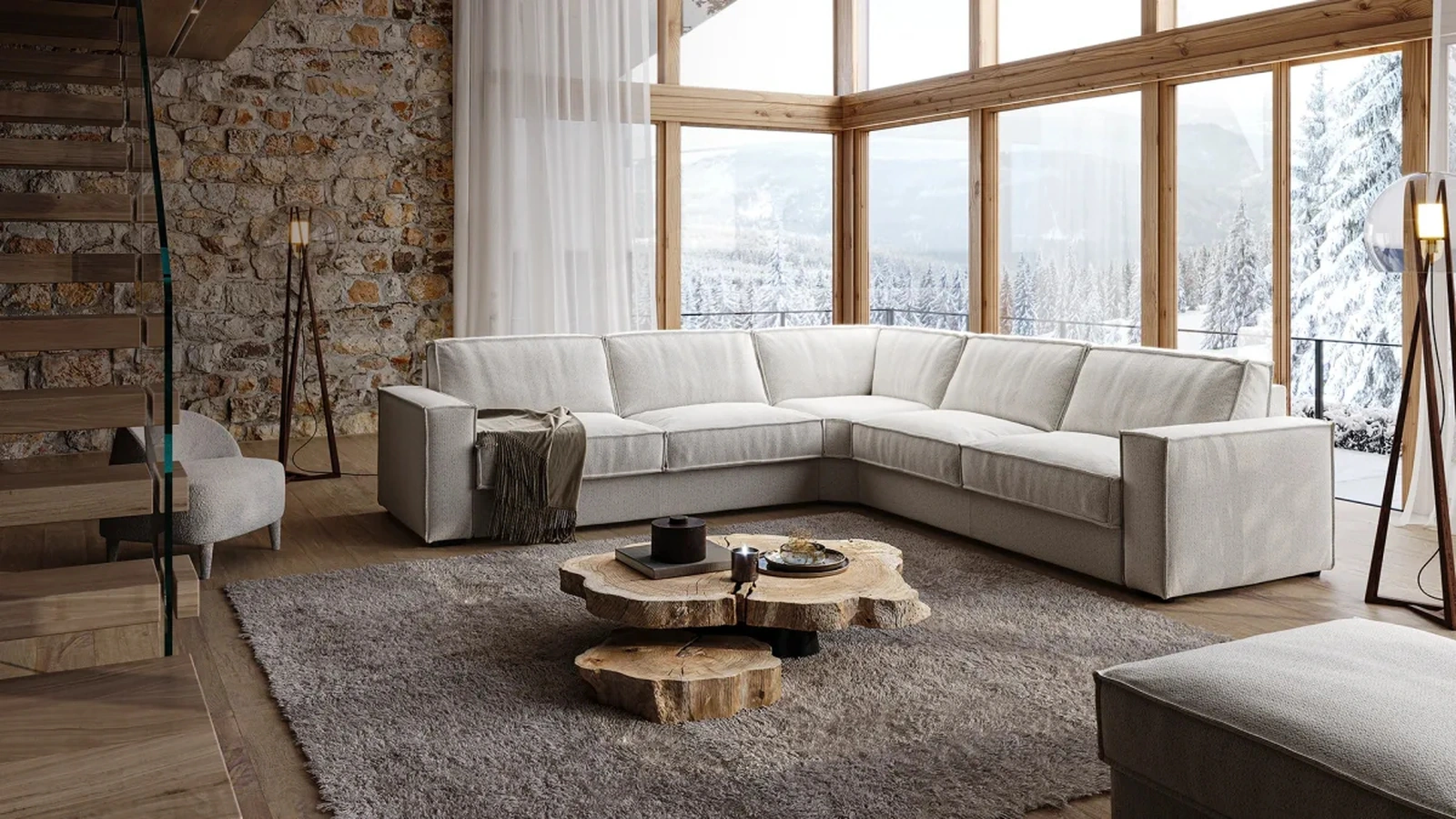 Divano Letto angolare in tessuto Morgan di Family Bedding