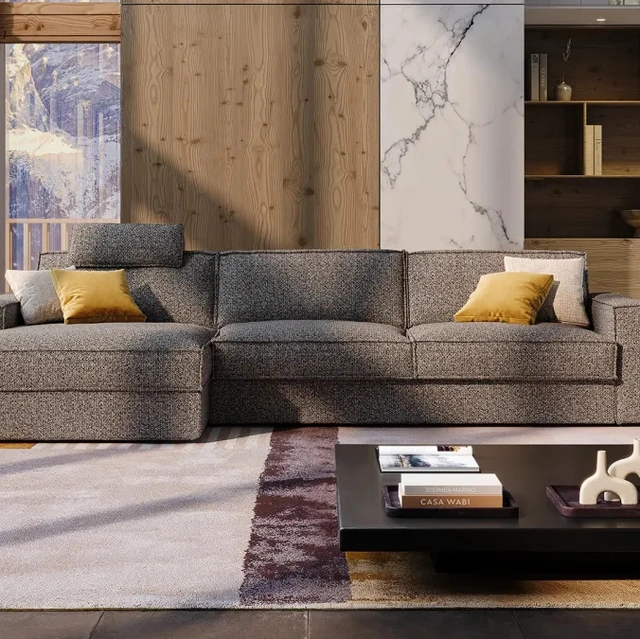 Divano Letto in tessuto con penisola Morgan di Family Bedding