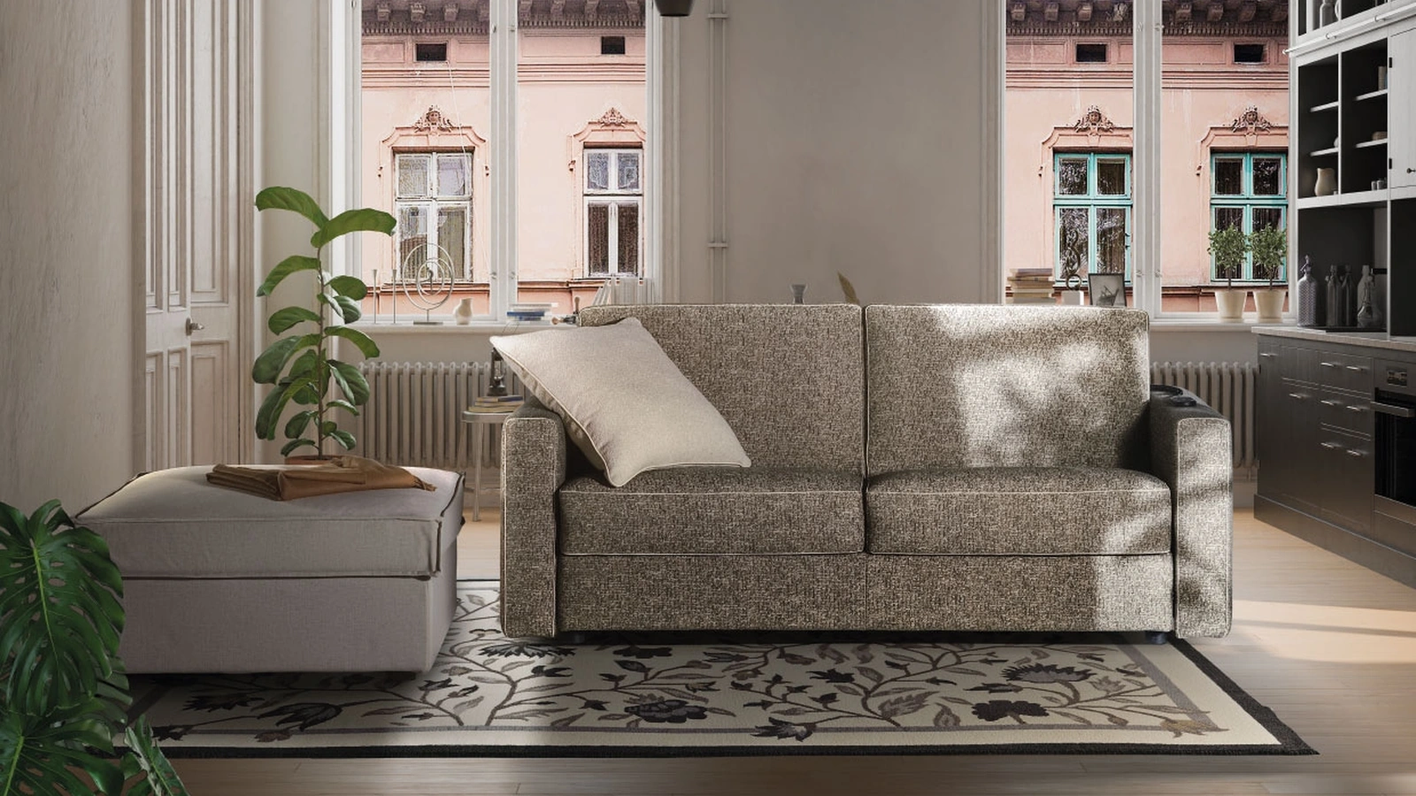 Divano Letto lineare Paloma in tessuto di Family Bedding