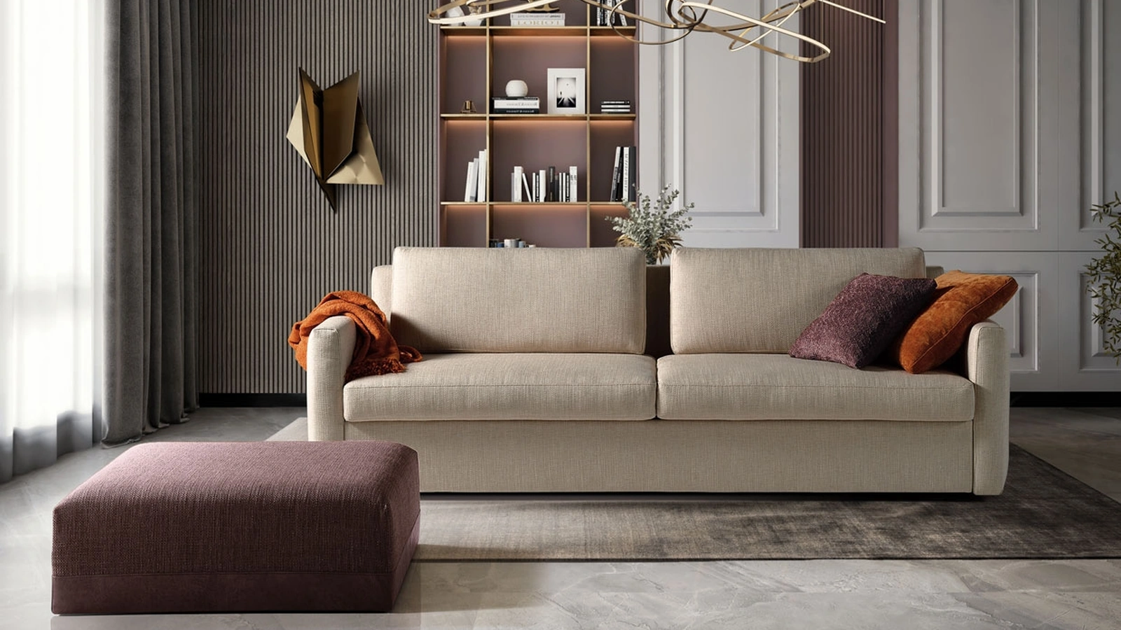 Divano Letto lineare Travis in tessuto di Family Bedding