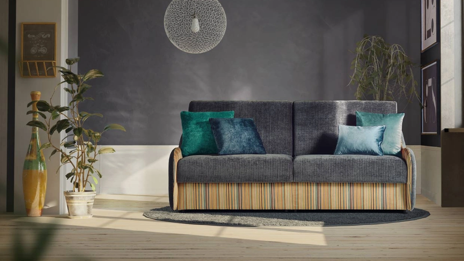 Divano Letto lineare Wave in tessuto di Family Bedding