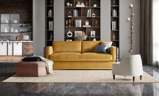 Divano Letto lineare You&Me in tessuto di Family Bedding