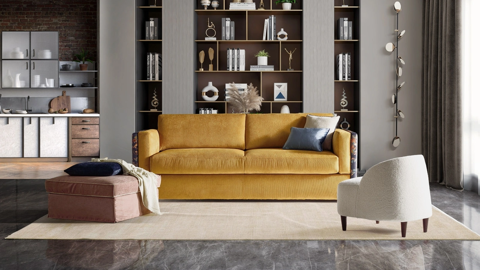 Divano Letto lineare You&Me in tessuto di Family Bedding