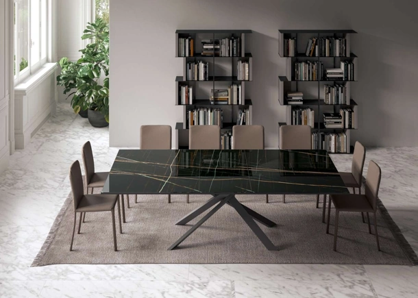 Tavolo allungabile 4x4 in Marble Glass di Ozzio