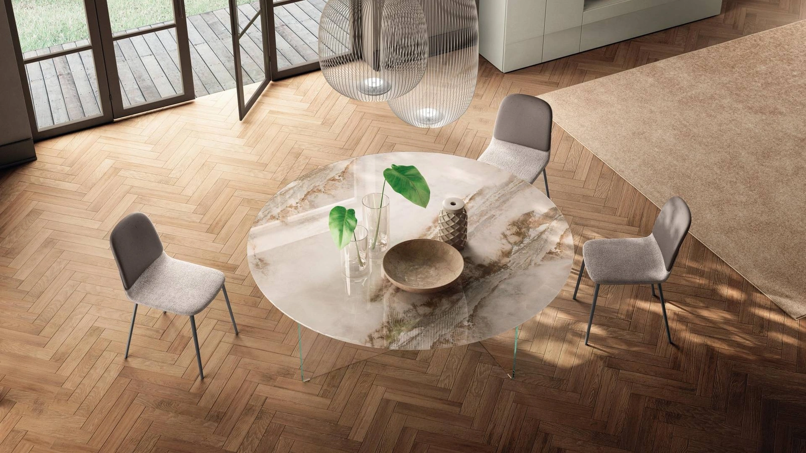Tavolo Air Slim 2260X rotondo in vetro di Lago