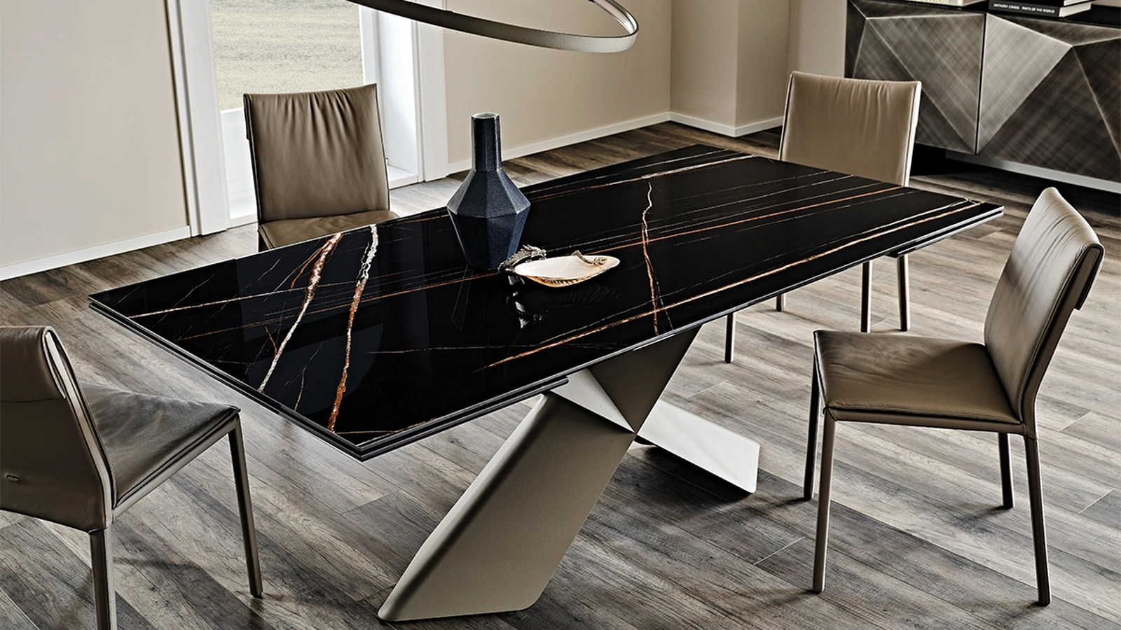 Tavolo allungabile con piano in ceramica Tyron Keramik Drive di Cattelan Italia