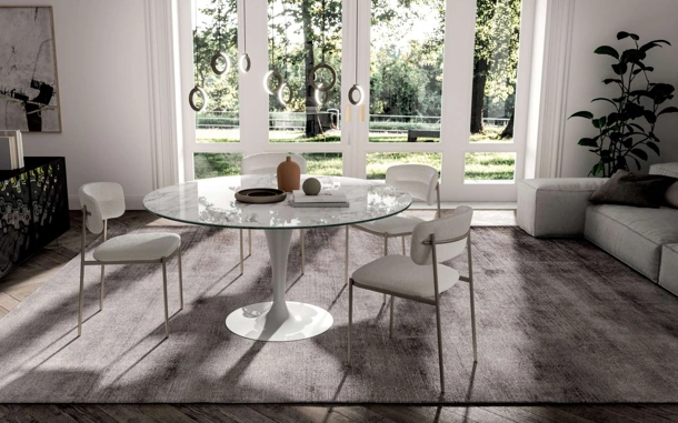 Tavolo rotondo fisso in ceramica Eclipse di Ozzio